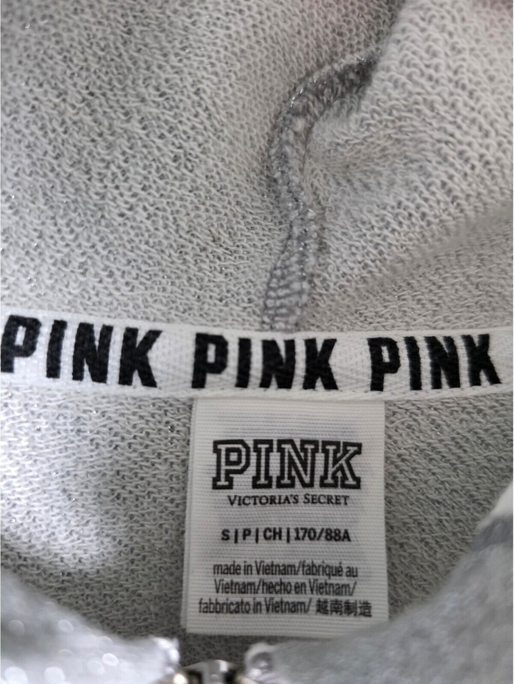 Victoria's Secret PINK Silver SHINE Bling Sequin Hoodie Jogger Set SMALL Mermaid - Picture 4 of 8